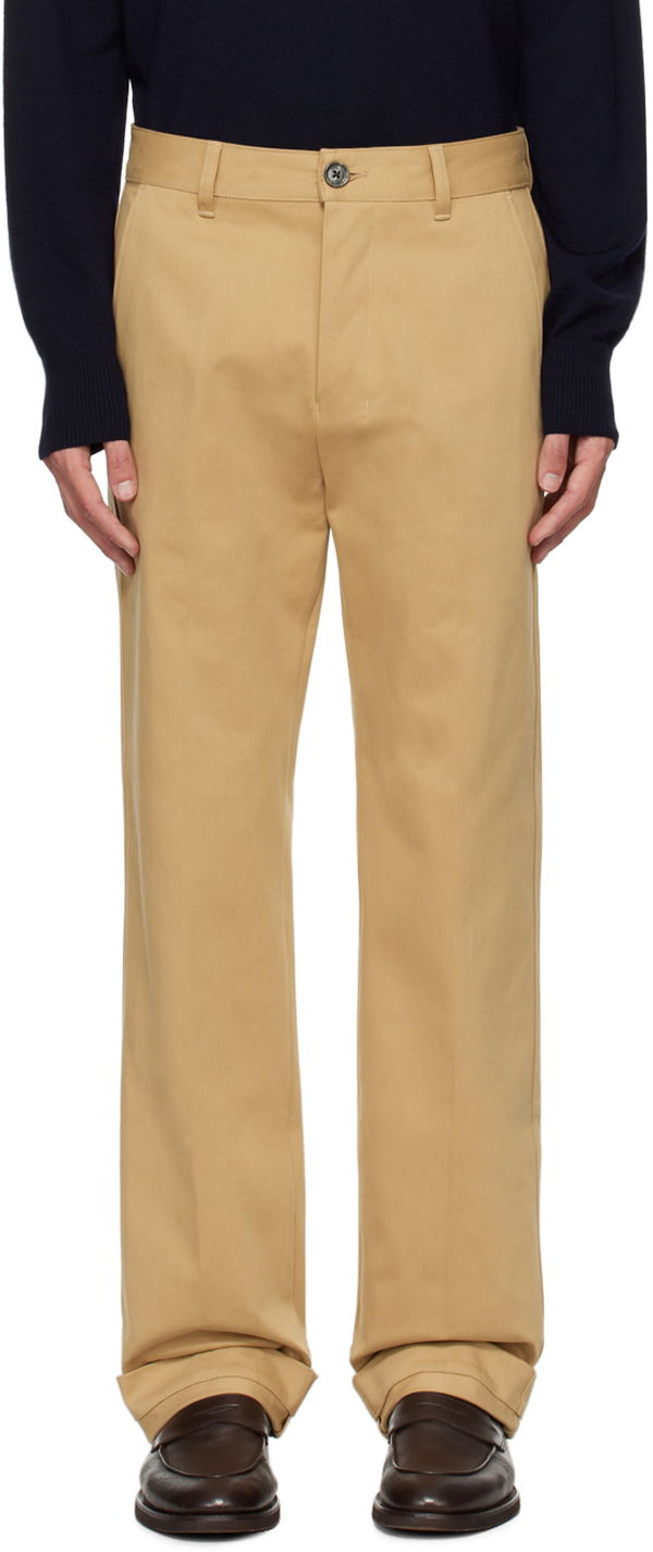 Hlače AMI Paris Tan Straight Trousers Bež | HTR015.CO0082