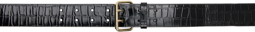 Pojasevi Anine Bing Anine Bing Mila Croc-Effect Leather Belt Crna | A-12-10817-BLK1