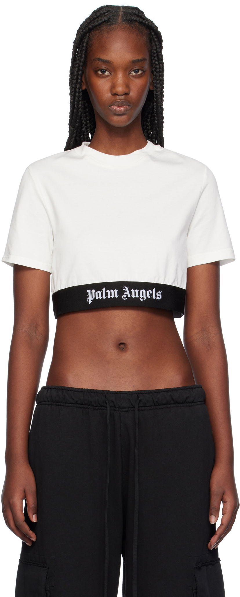 Crop top Palm Angels Logo Tape Cropped Bijela | PWAA067C99JER0010310