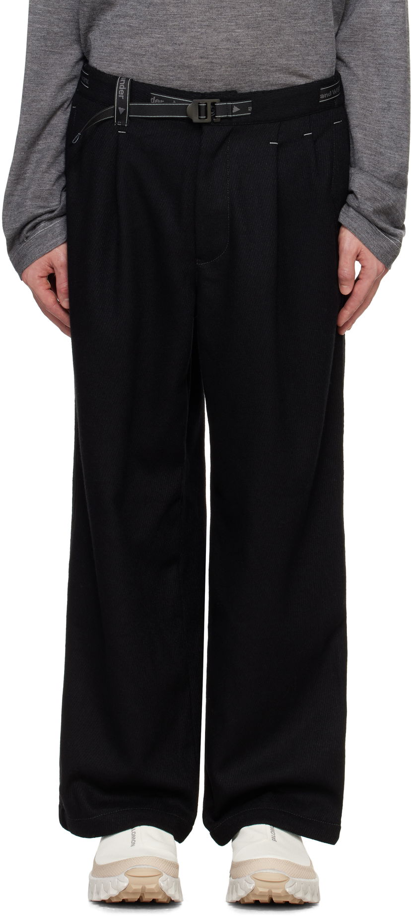 Hlače and wander Rewool Tweed Wide Trousers Crna | 5744282188