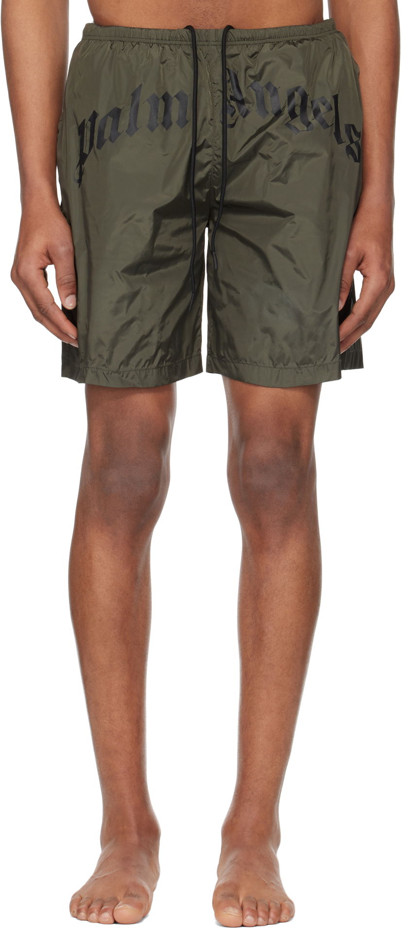 Kupaći kostimi Palm Angels Palm Angels Curved Logo Swim Shorts Zelena | PMFD018S25FAB0015610