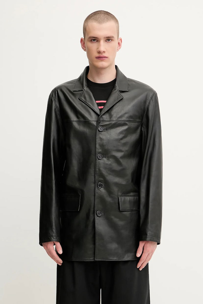 Jakna 1017 ALYX 9SM 1017 ALYX 9SM Four Button Leather Jacket Crna | AAMOU0548LE01