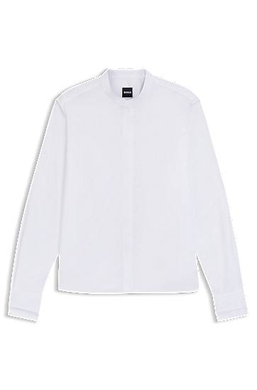 Košulja BOSS Regular-Fit Cotton Poplin Blouse with Concealed Placket Bijela | 50543684