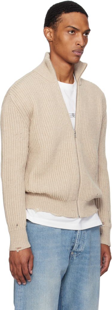 Džemper Maison Margiela MM6 Maison Margiela Ribbed Knit Zip Sweater Bež | SH0AM0064 M13138, 1