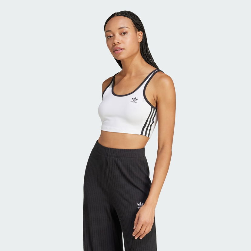 Majica bez rukava adidas Performance 3-Stripes Sports Bra Bijela | JD4613