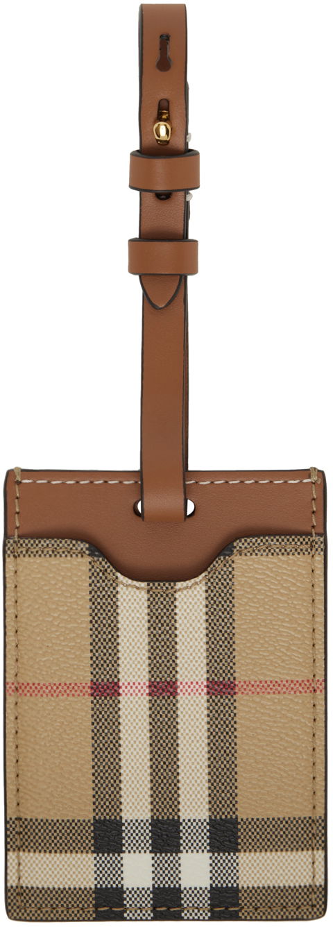 Privjesci za ključeve Burberry Check Luggage Tag Bež | 8073976