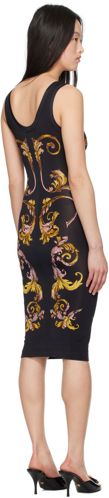 Haljina Versace Versace Jeans Couture Outline Barocco Slip Midi Dress Crna | E78HAO9P6_EJS473, 2
