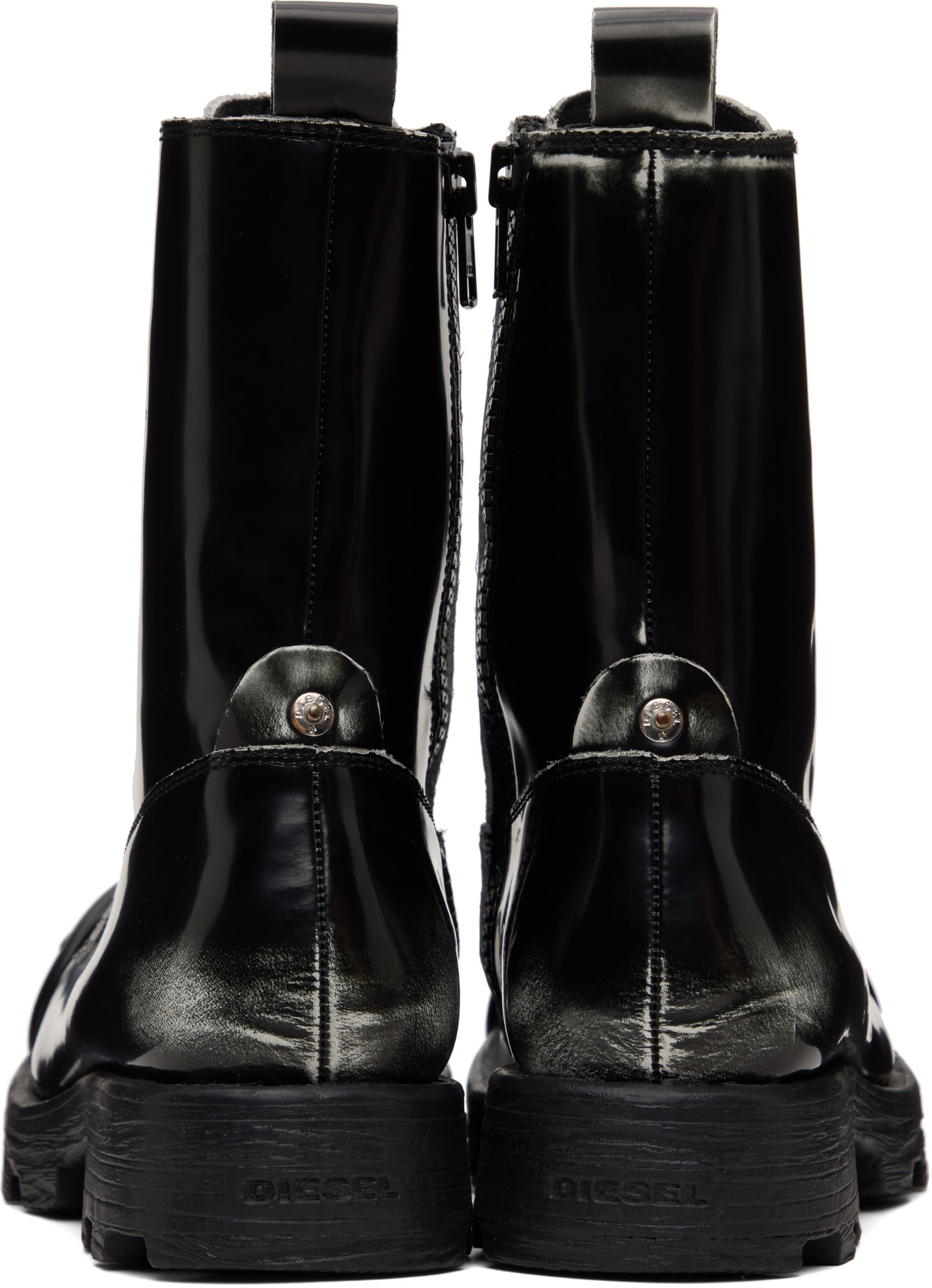 Tenisice i cipele Diesel D-Hammer Bt D Lace-Up High-Top Boots with Shiny Finish and Rubber Toe Crna | Y03228-P8435-H1532, 1