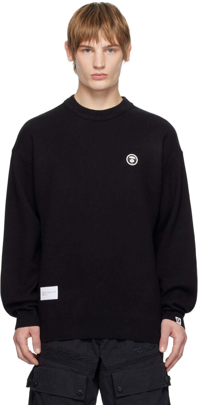 Džemper AAPE by A Bathing Ape AAPE by A Bathing Ape AAPE NOW Knit Sweater Crna | AAPKNMB333XXNBKX