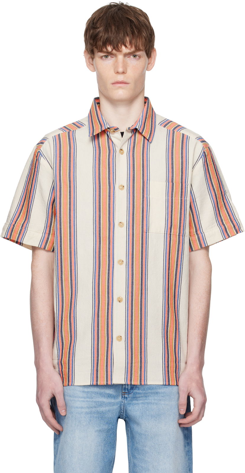 Košulja A.P.C. A.P.C. Ross Striped Linen Short-Sleeve Button-Down Shirt Višebojno | COHIA-H12541