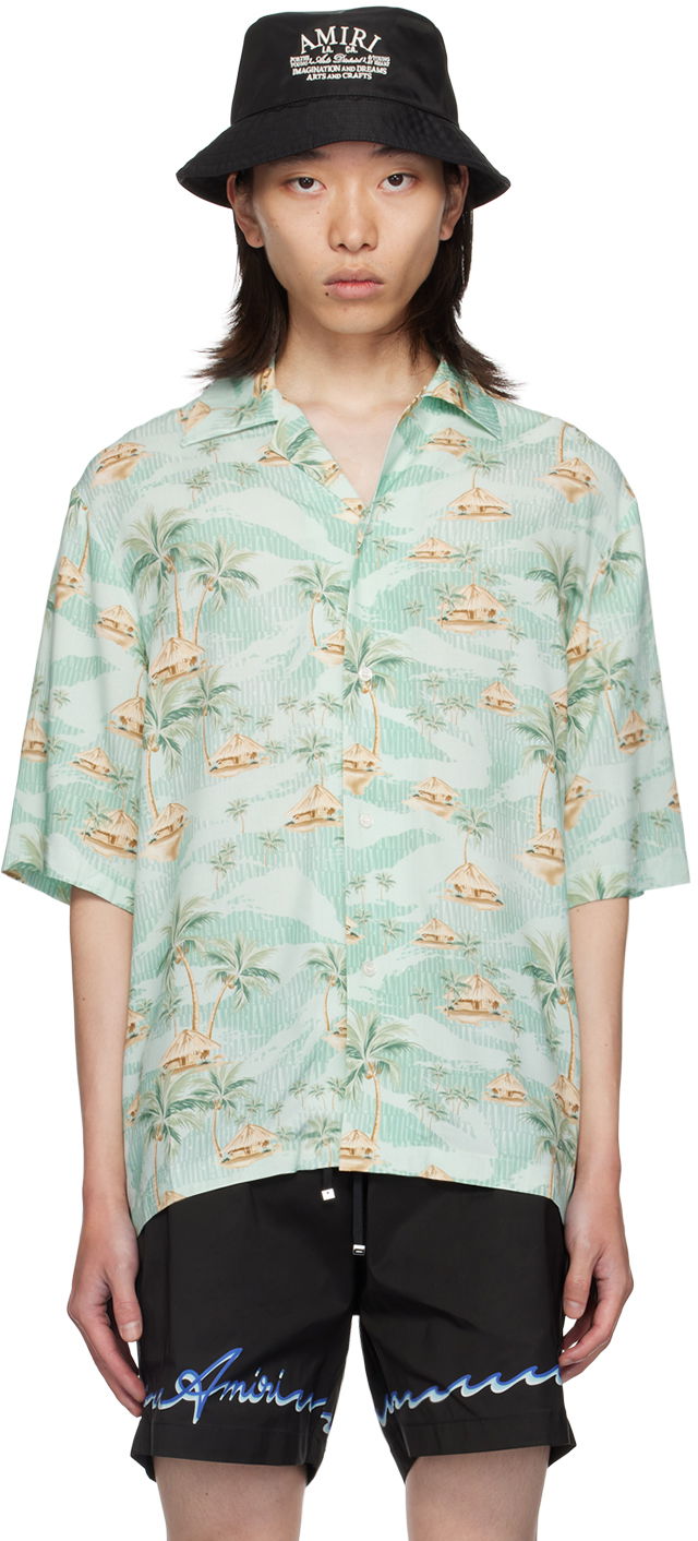 Košulja AMIRI Repeat Palm Print Shirt Zelena | AMSTBW1014