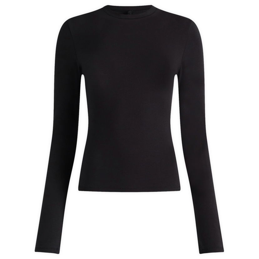 Majica kratkih rukava SKIMS Cotton Jersey Long Sleeve T-Shirt, Size Large | SKIMS Crna | AP-TSH-0647-SOT
