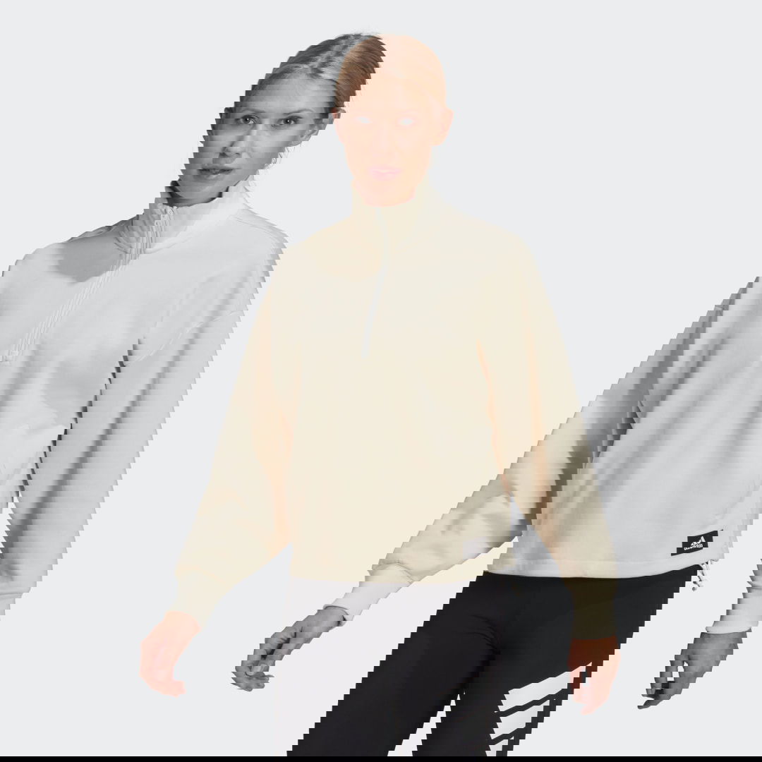 Dukserice adidas Performance Sportswear Future Icons Quarter-Zip Hoodie Bež | HC1641, 1