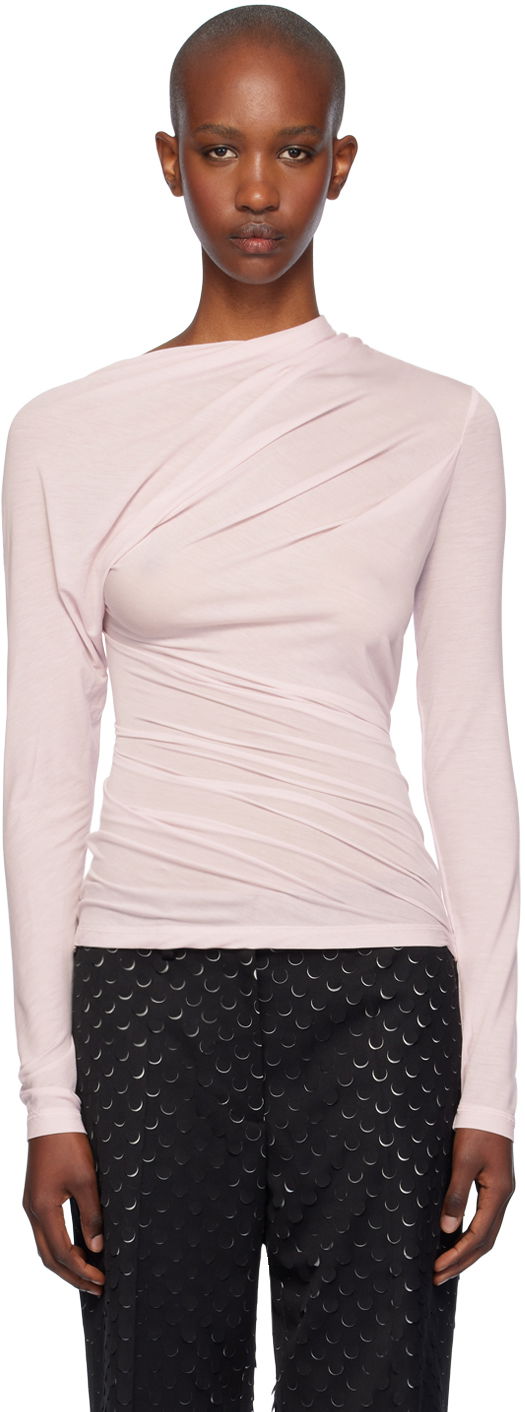 Majica kratkih rukava Helmut Lang Helmut Lang Draped Long Sleeve Top Ružičasta | O07HW504