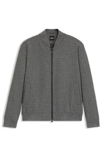 Bomber jakna BOSS Slim-fit bomber jacket in brushed stretch flannel Siva | 50551538