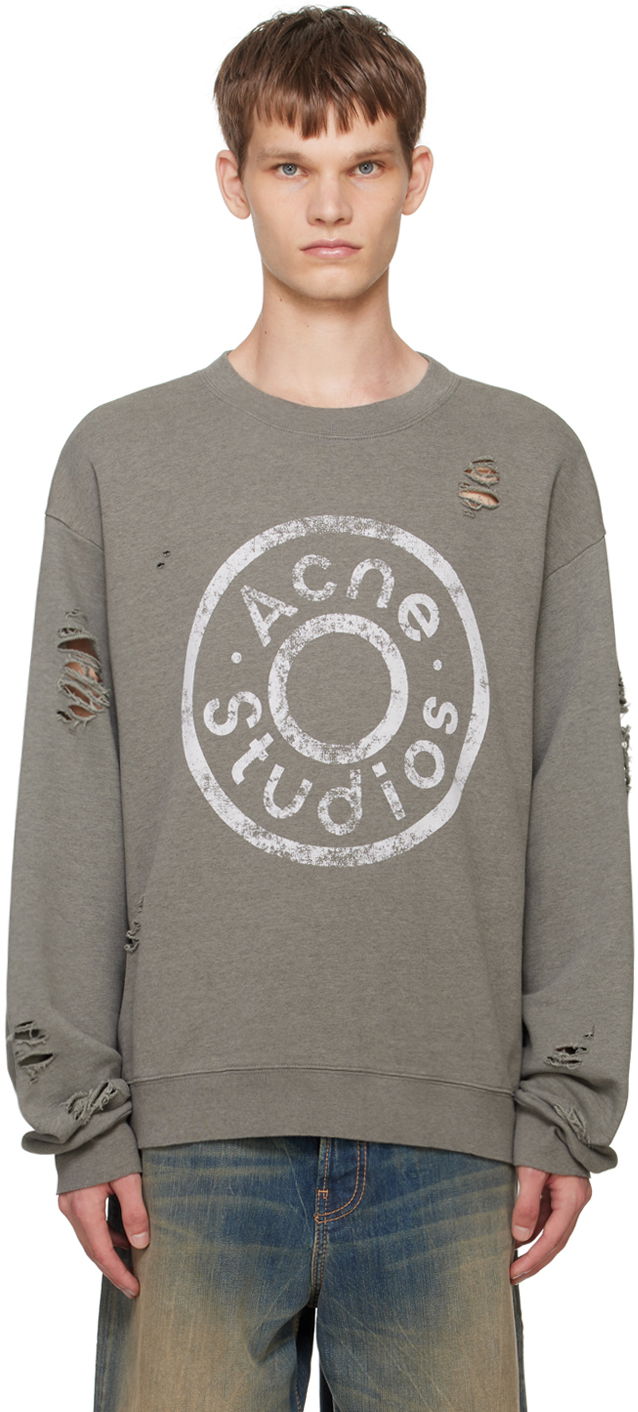 Dukserice Acne Studios Green Printed-Logo Sweatshirt Zelena | CI0179-