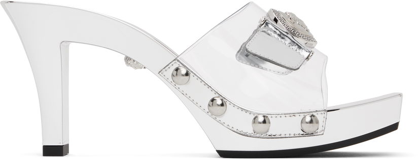 Njega cipela Versace Versace Medusa Buckle Transparent Heeled Sandals Metalik | 1014369_1A10007_2T08P