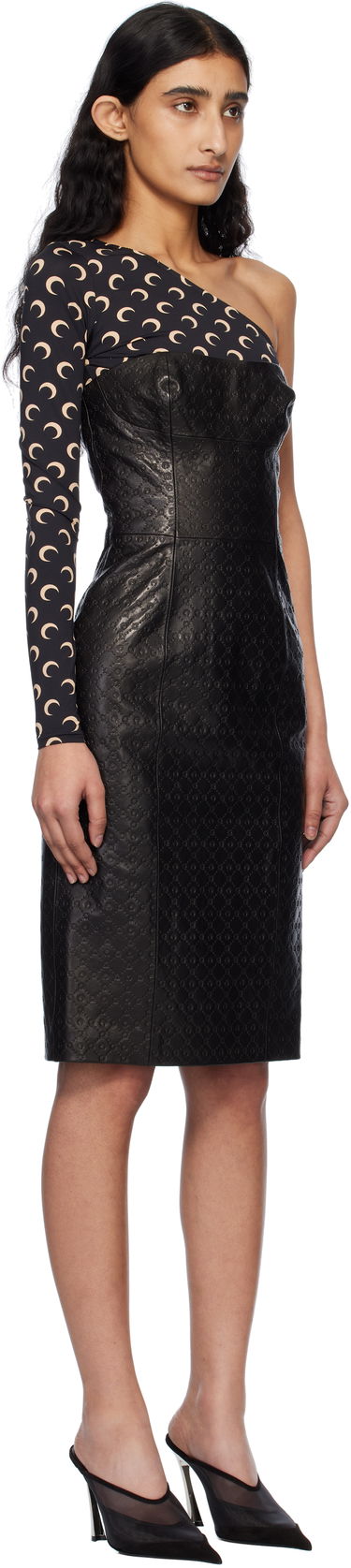 Haljina Marine Serre Marine Serre Moonogram Embossed Leather Midi Dress Crna | WDR315A RLEA0021, 1
