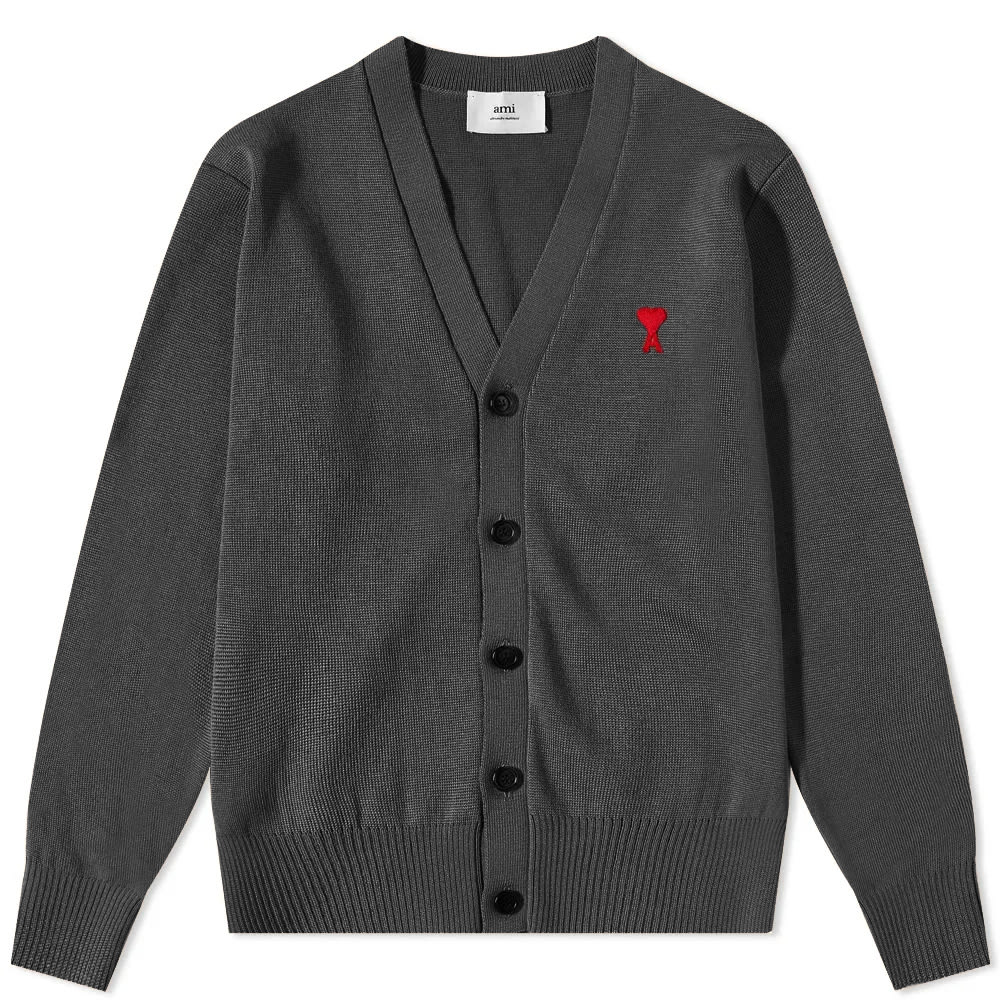 Džemper AMI Small A Heart Cardigan Heather Siva | HKC001-001-0551, 0
