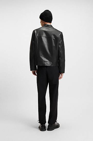 Jakna BOSS Slim-Fit Leather Jacket Crna | 50540984, 1