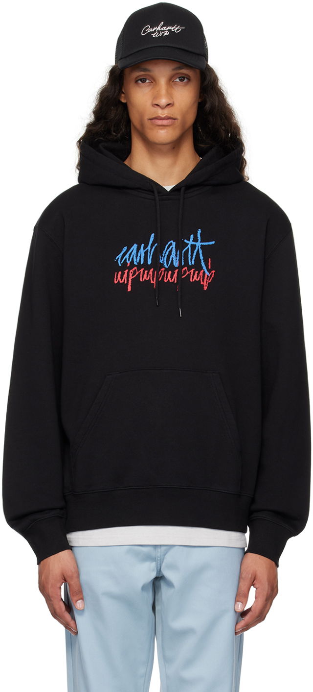 Dukserice Carhartt WIP Stereo Script Black Hoodie Crna | I033624