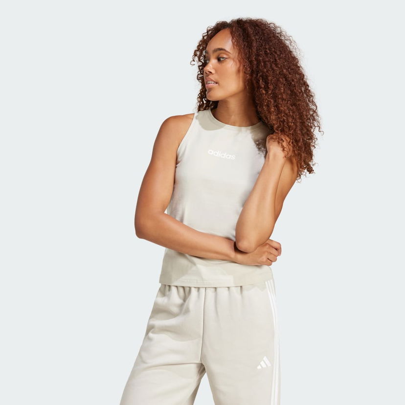 Majica bez rukava adidas Performance Essentials Slim-Fit Cotton Tank Top Bež | JC5790