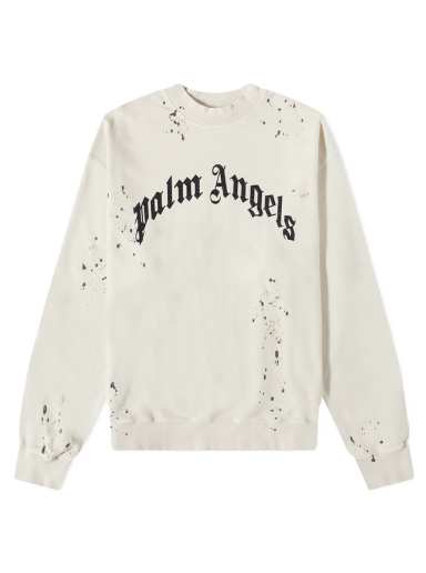 Dukserice Palm Angels Glittered Logo Crew Sweat Bež | PMBA065F22FLE0070310