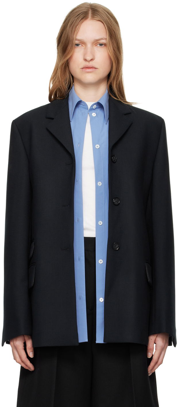 Jakna TOTEME TOTEME Straight Single-Breasted Blazer Crna | 244-WRZ0045-FB0061