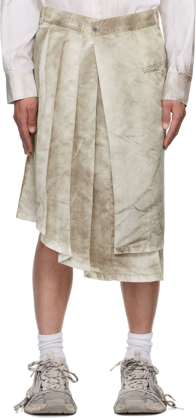 Suknja Feng Chen Wang Feng Chen Wang Sandwashed Nylon Asymmetrical Skirt Bež | FUS19SK02