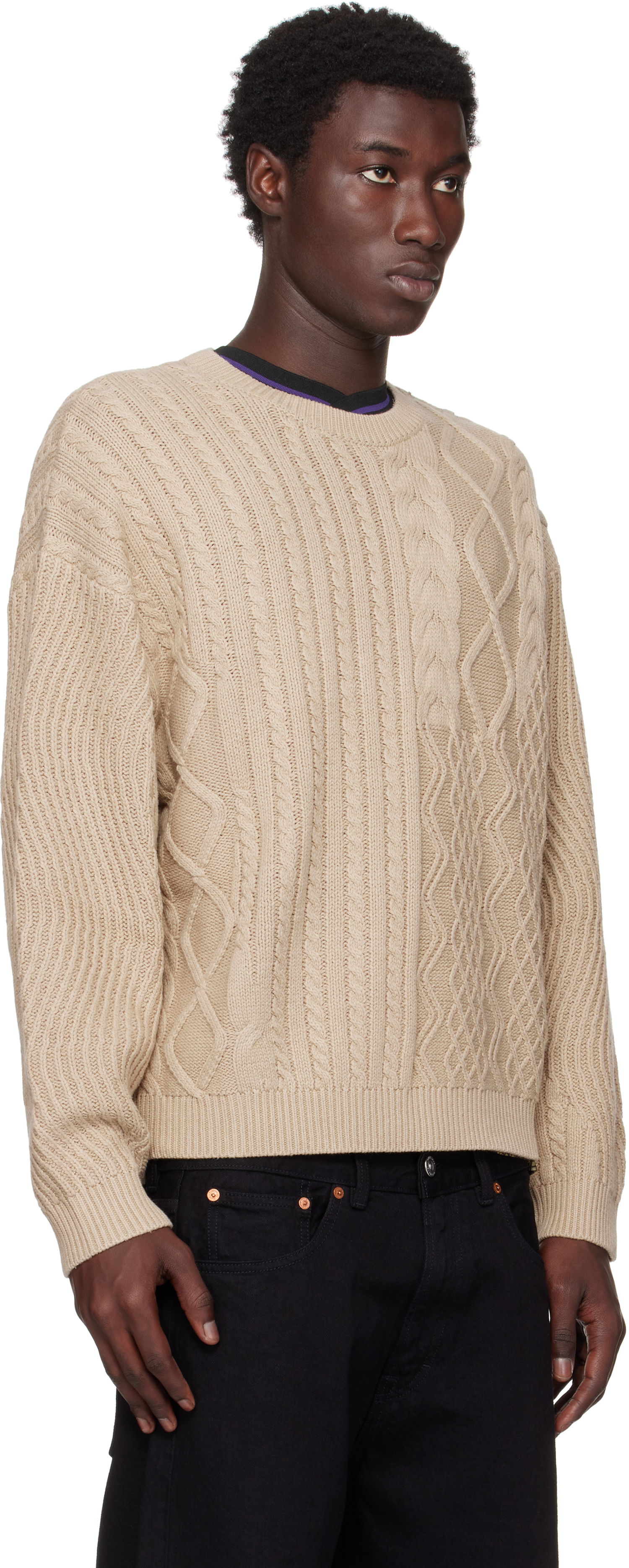 Džemper Dime Dime Mixed Cable Knit Sweater Bež | DIMESU256SAN, 1