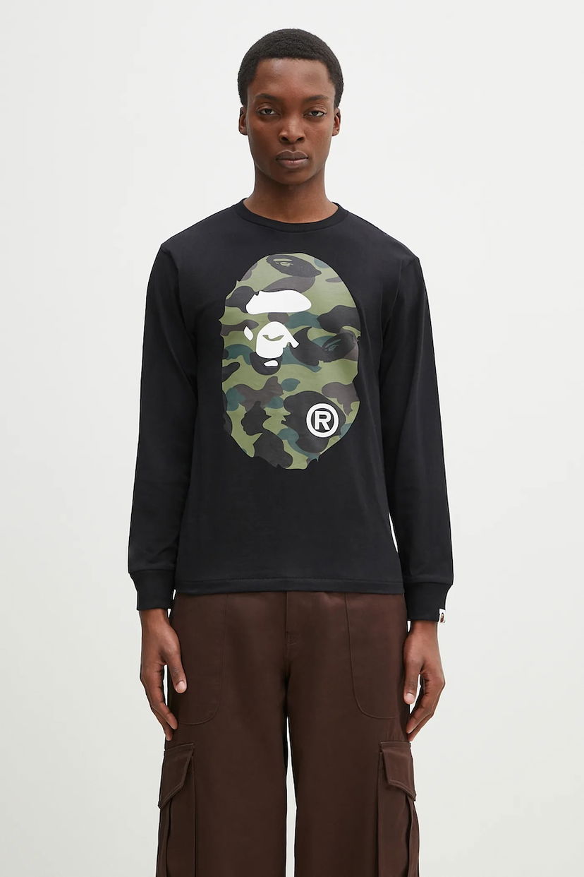 Majica kratkih rukava BAPE A Bathing Ape 1St Camo Big Ape Head Long Sleeve T-Shirt Crna | 1K80111018