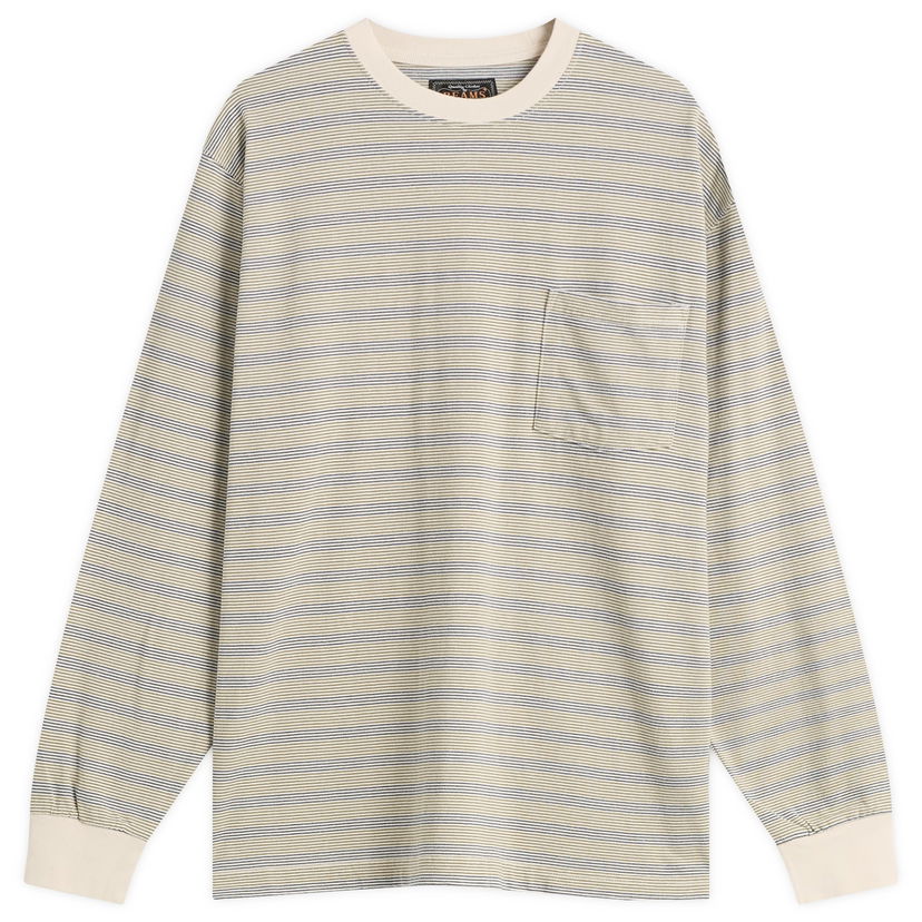Majica kratkih rukava BEAMS Beams Plus Long Sleeve Striped Pocket Tee Bež | 3814-0087-048-05