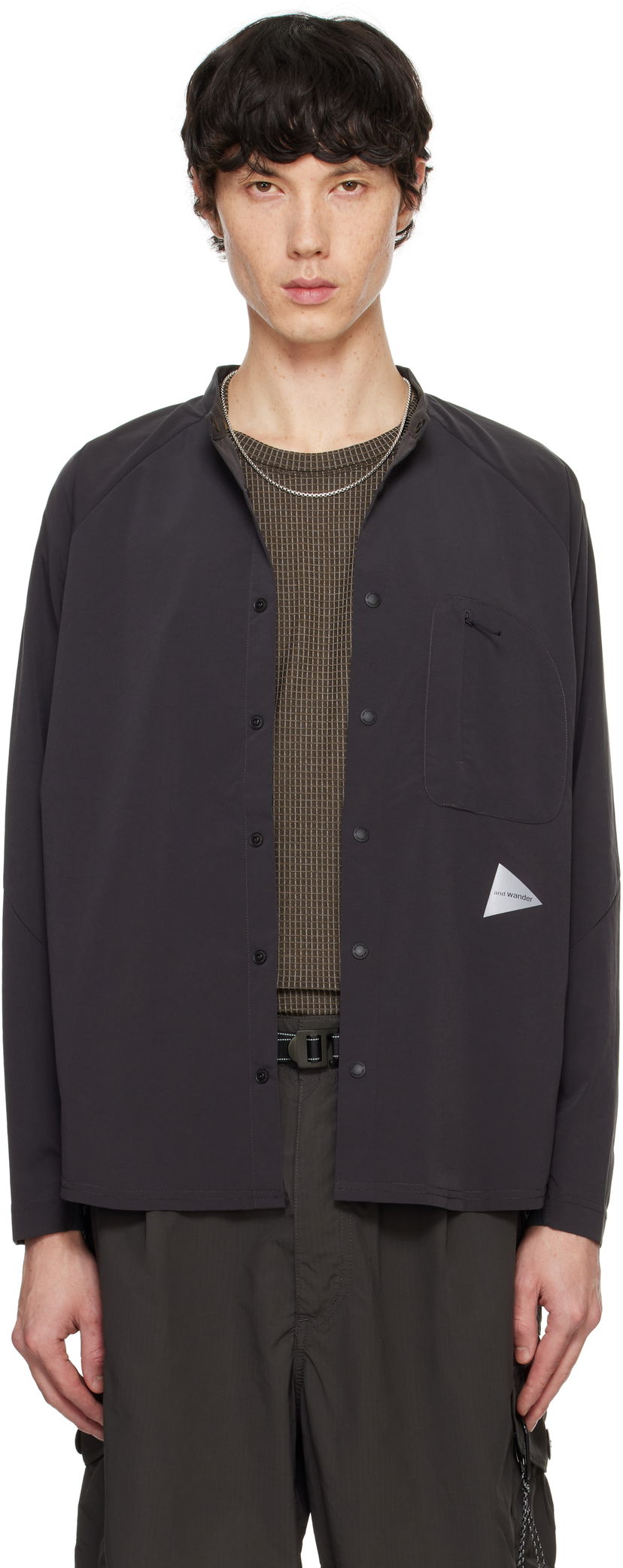 Košulja and wander Fleece Base Band Collar Shirt Crna | 5744253121