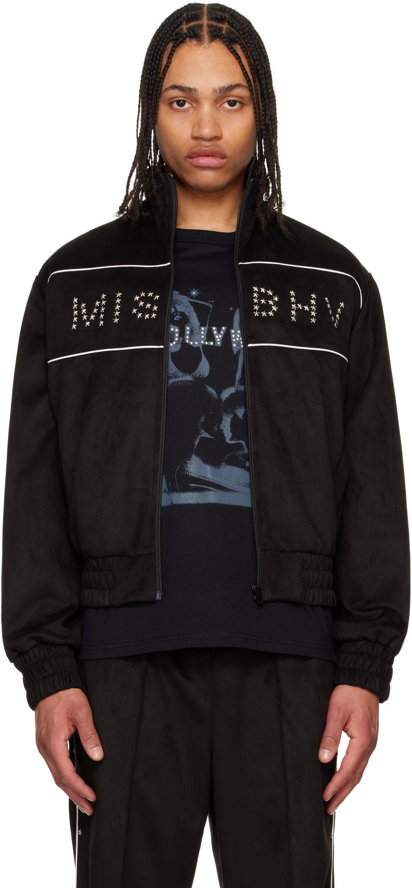 Bomber jakna MISBHV MISBHV Star Faux Suede Track Jacket Crna | 250M401