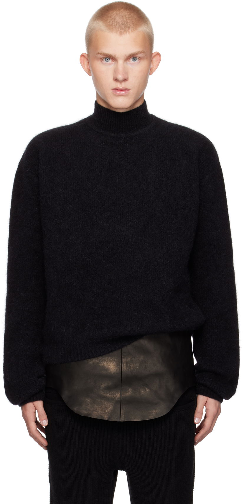 Džemper Rick Owens Alpaca Knit Turtleneck Sweater Crna | RR02D6645 KWP
