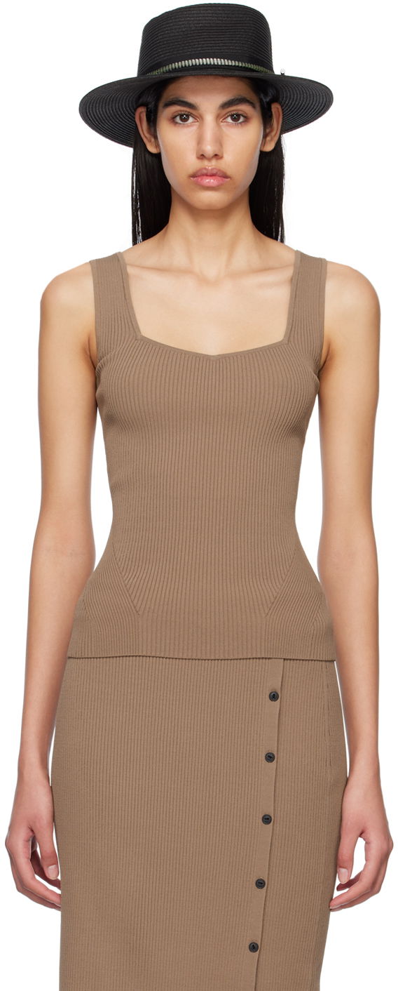 Majica bez rukava rag & bone Rag & Bone Asher Rib Knit Tank Top Smeđa | WAS23S035YL35