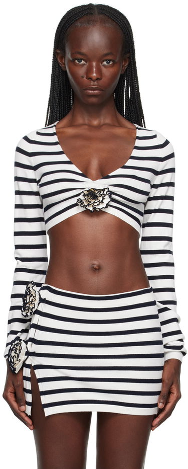 Džemper Jean Paul Gaultier Jean Paul Gaultier 'The Flower' Striped Crop Top Bijela | 23/12-F-PL029-M048-0359, 0