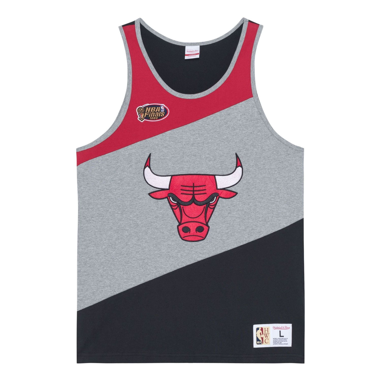 Majica bez rukava Mitchell & Ness NBA Chicago Bulls HWC Colorblocked Tank Top Siva | TTNK5120-CBUYYPPPGHRD, 0