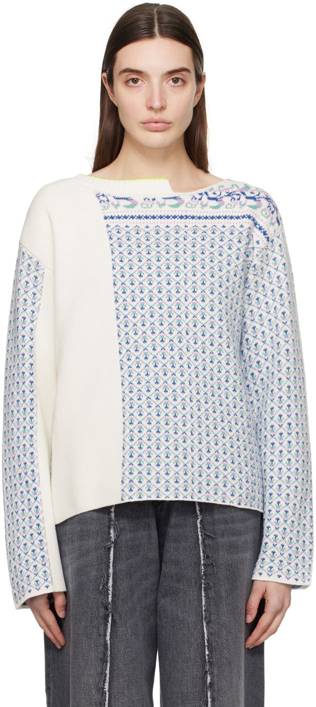 Džemper Maison Margiela MM6 Paneled Sweater Plava | SH0HL0003 S18451