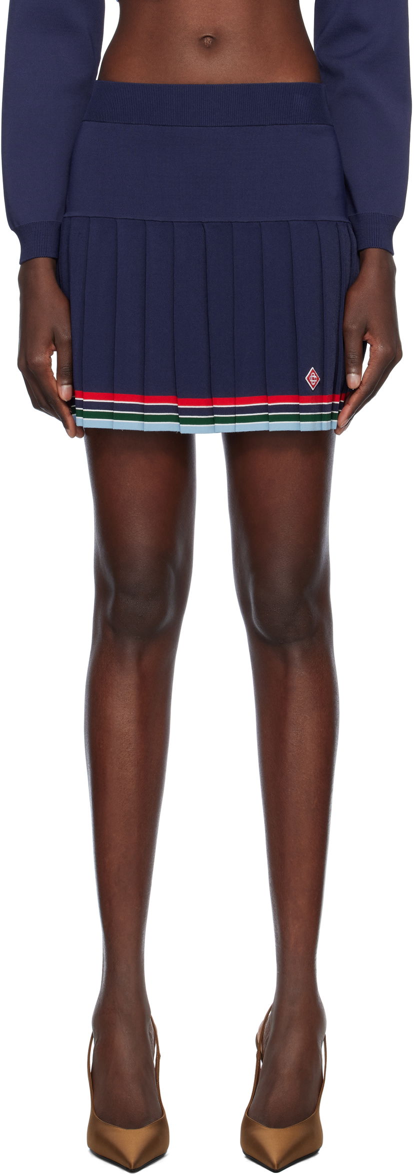 Suknja Casablanca Casablanca Baseball Pleated Miniskirt Tamnoplava | WS25-KW-983-01