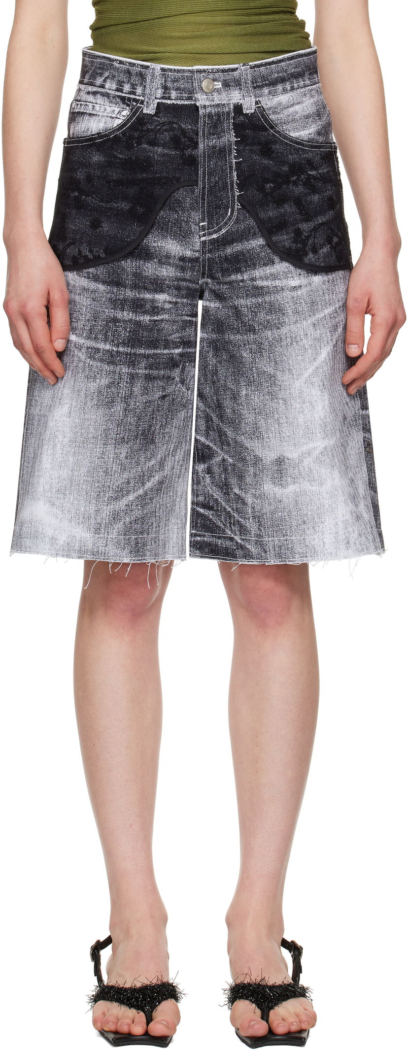 Kratke hlače Andersson Bell Andersson Bell Lace Paneled Denim Shorts Siva | apa794w
