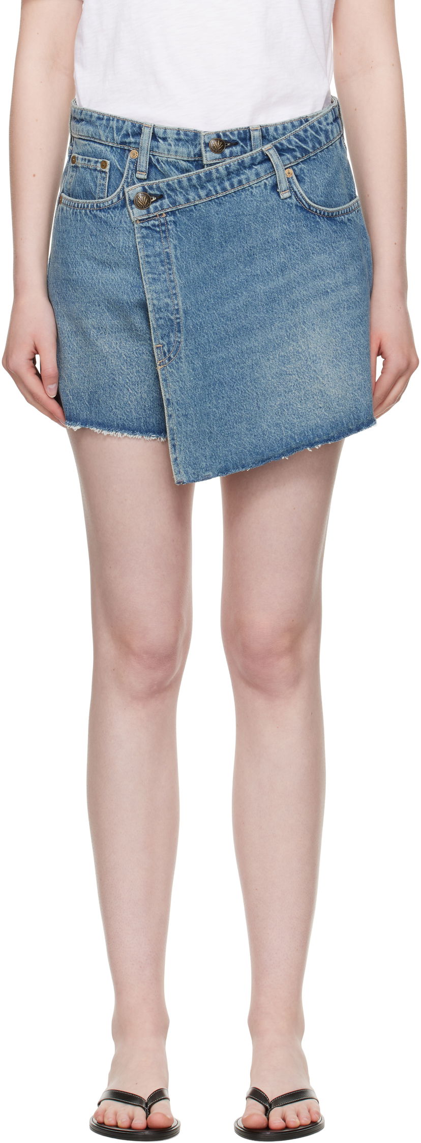 Suknja rag & bone rag & bone Belinda Denim Mini Skort Plava | WDD25P9003RGAM