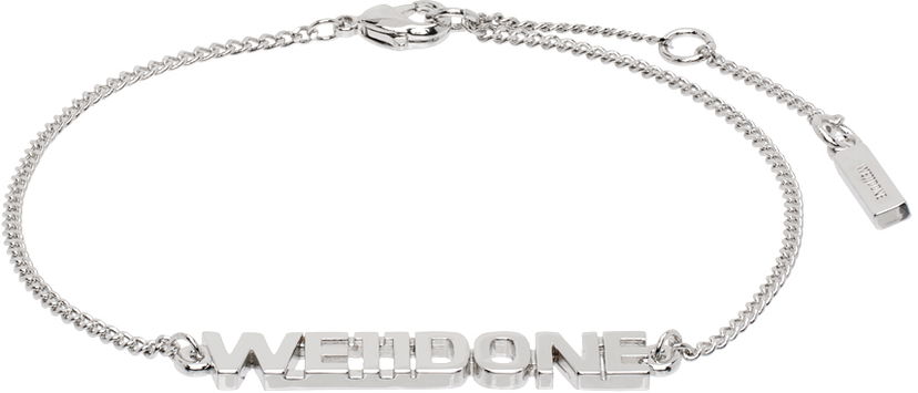 Narukvica We11done We11done Lettering Chain Bracelet Metalik | WD-AJ2-24-540-U-SV