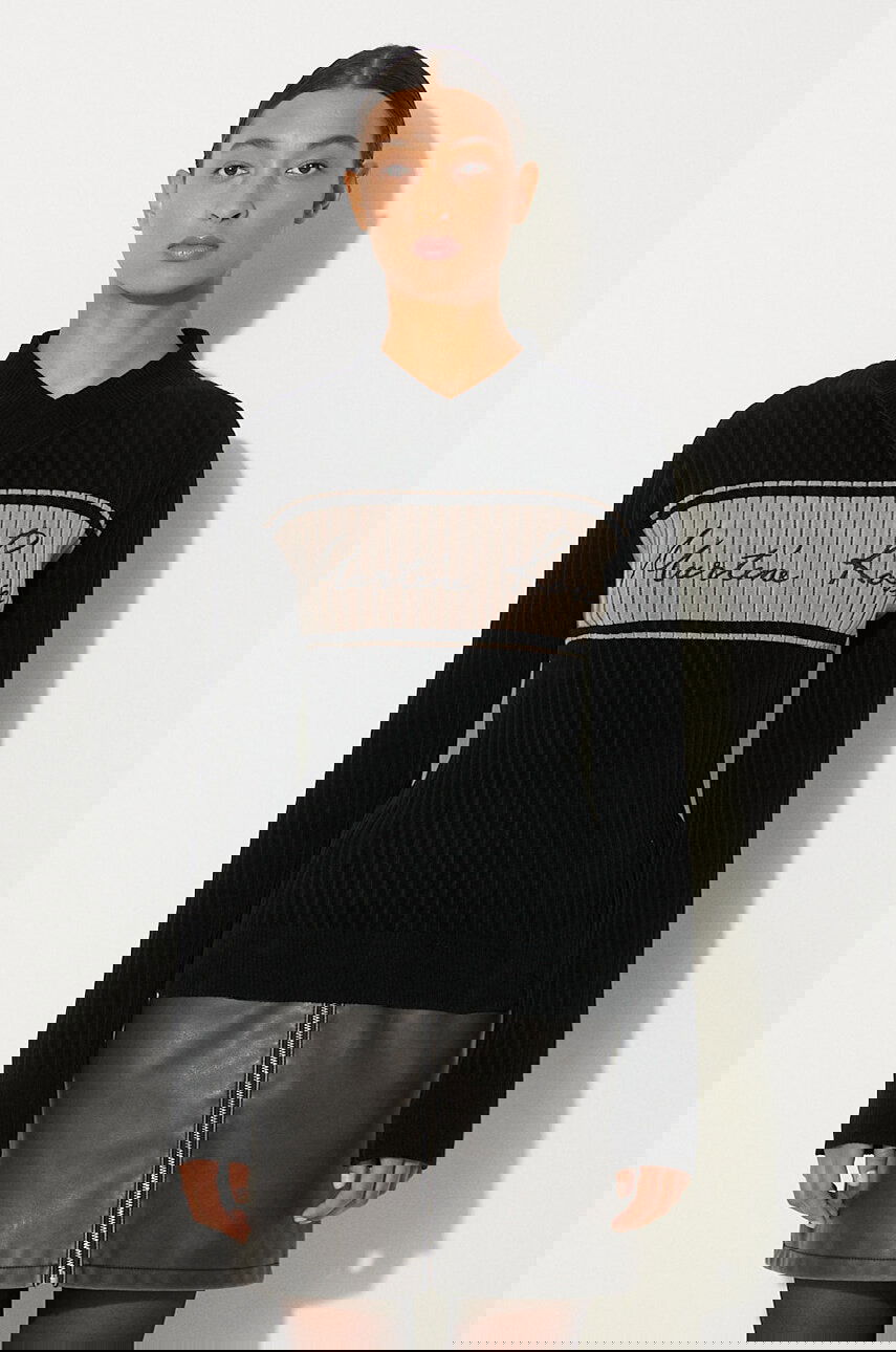 Džemper Martine Rose Martine Rose Chenille Ribbed V-Neck Jumper Crna | 946YA02008, 0