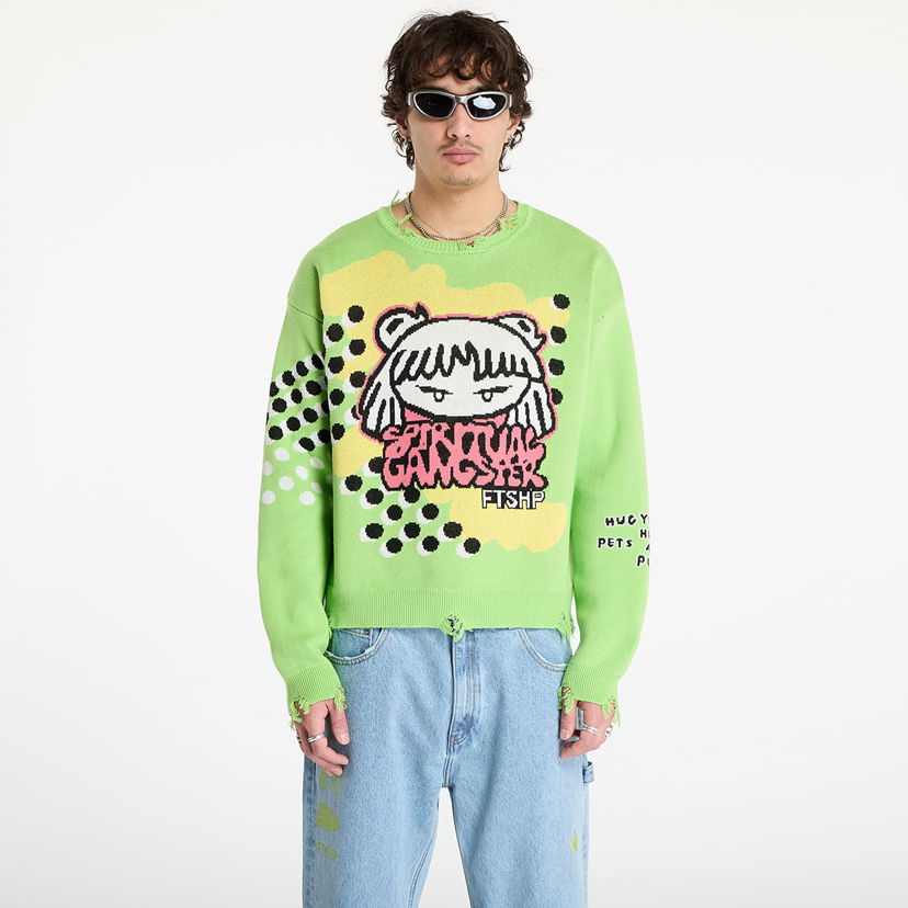 Dukserice Footshop Spiritual Gangster Graphic Knit Sweater Zelena | FTSHP_391