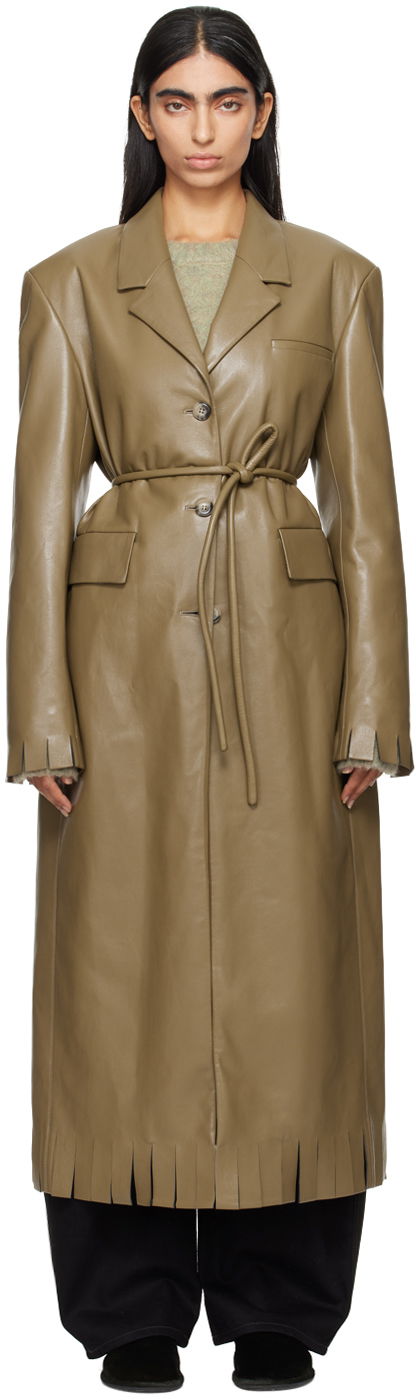 Kaputi Nanushka Taupe Nikoline Vegan Leather Coat Bež | NW24PFSG26865
