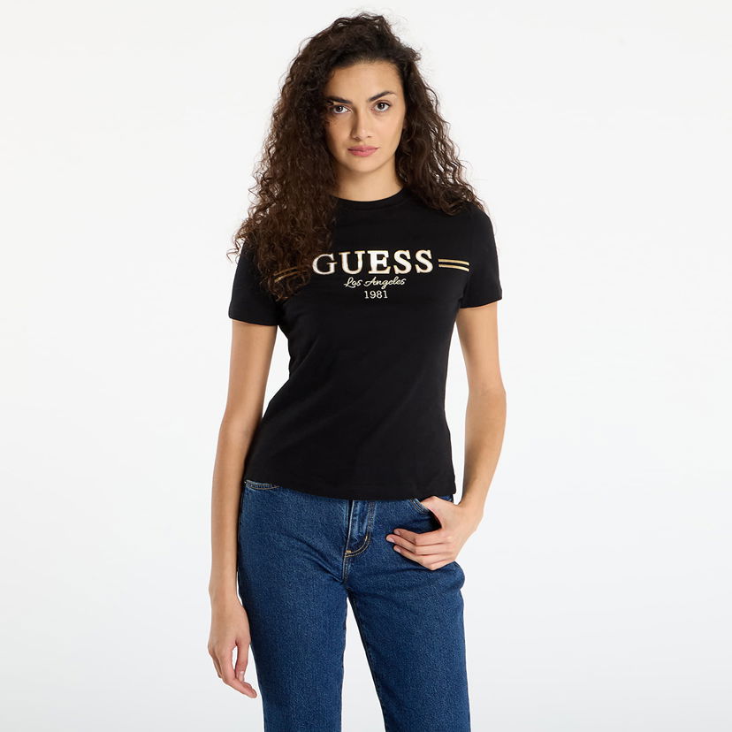 Majica kratkih rukava GUESS T-Shirt Bibia Ss Los Angeles 1981 Crna | V5BI15KA260-JBLK
