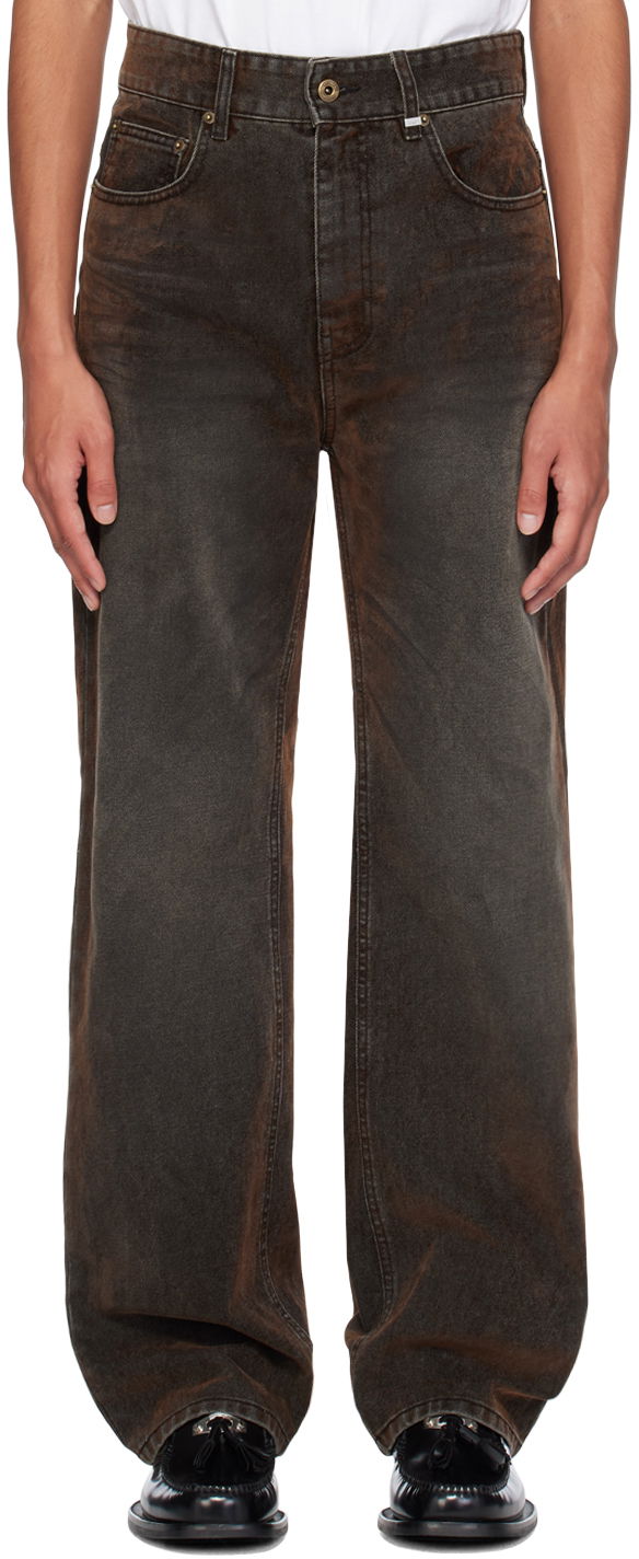 Jeans We11done We11done Flocked Jeans Smeđa | WD-DP2-24-318-M-BK