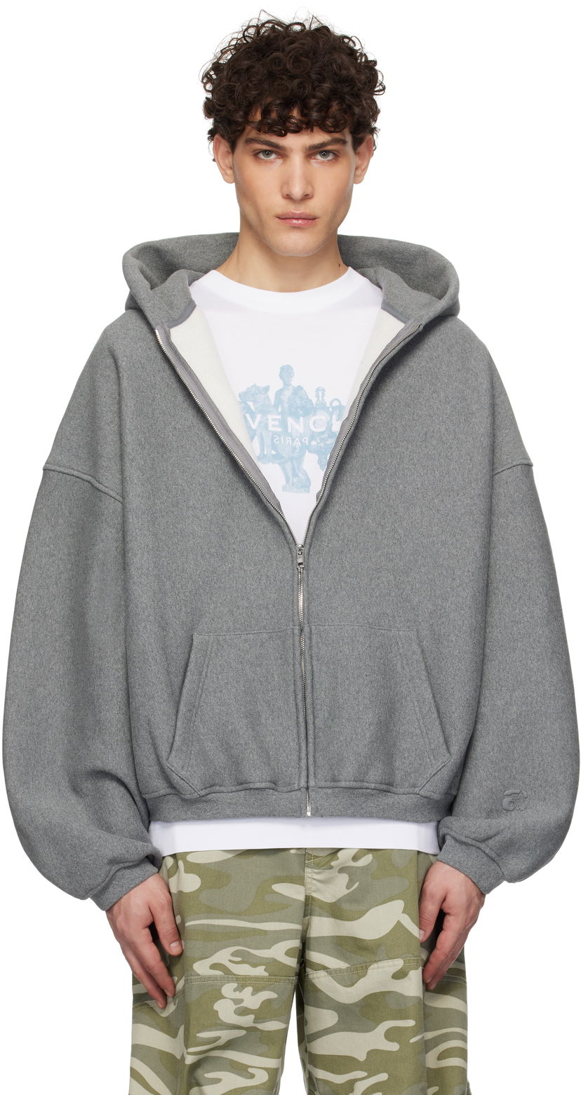 Dukserice Alexander Wang Dense Fleece Star Zip-Up Hoodie Siva | 6CC2242051