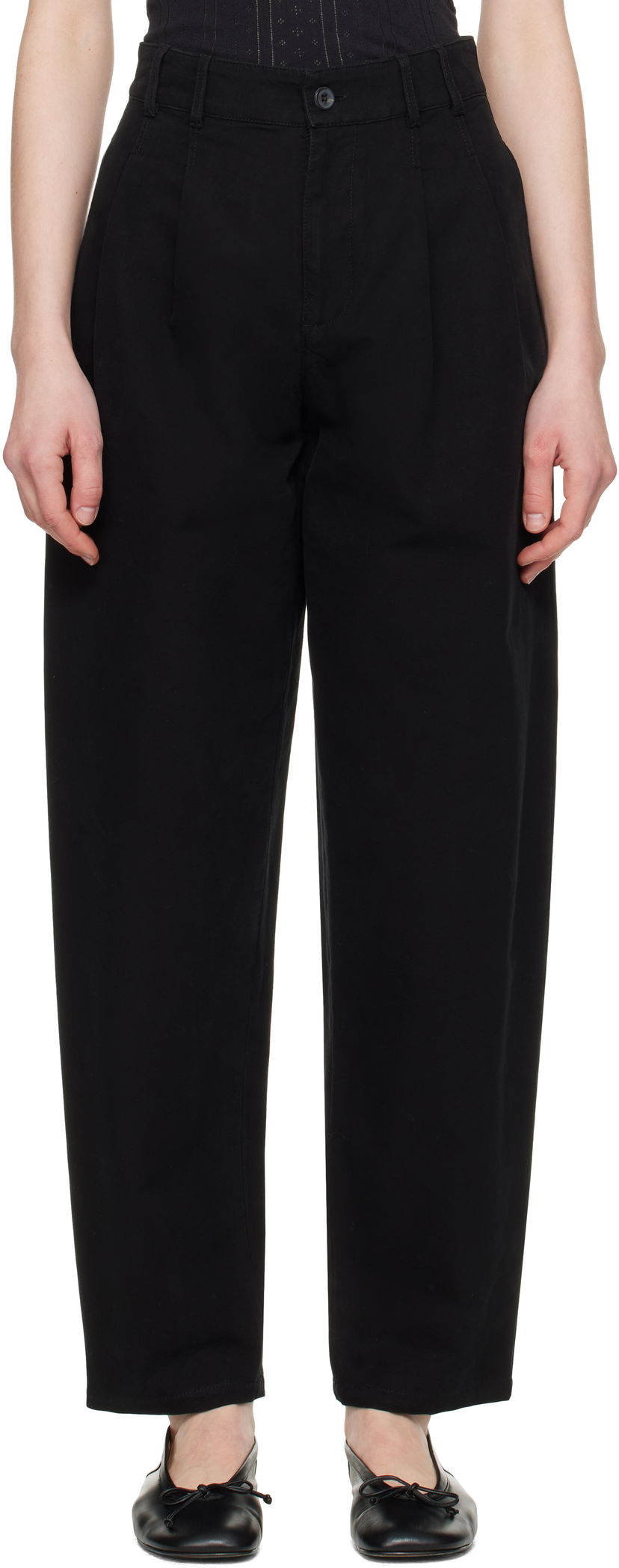 Hlače A.P.C. A.P.C. Willow Pleated Carrot Fit Trousers Crna | COGBJ-F08486